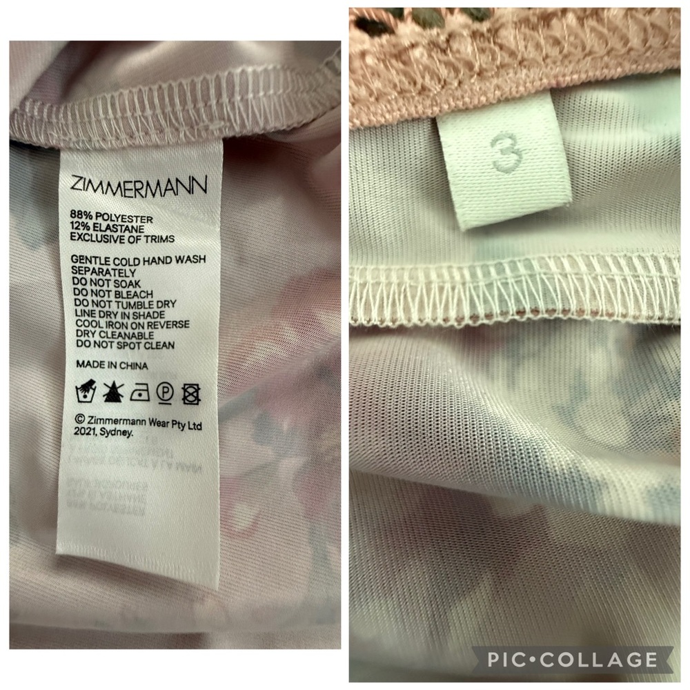 Zimmermann Floral Cassia Midi Slip Dress Thin Straps Pink Women’s Size 10 - Picture 12 of 13